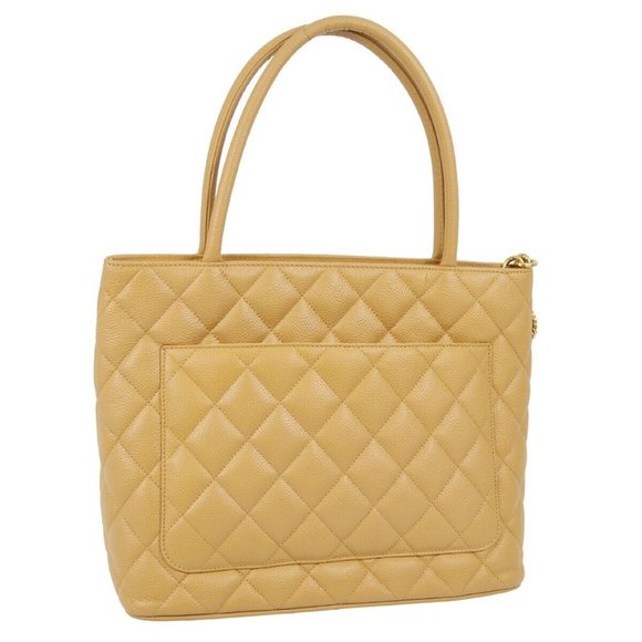 Chanel Beige Caviar Skin Medallion Tote Handbag - Picture 2 of 10